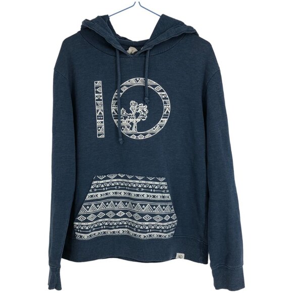 Tentree Blue and white Pullover Long Sleeve Graphic Logo Hoodie size LG - Picture 1 of 16